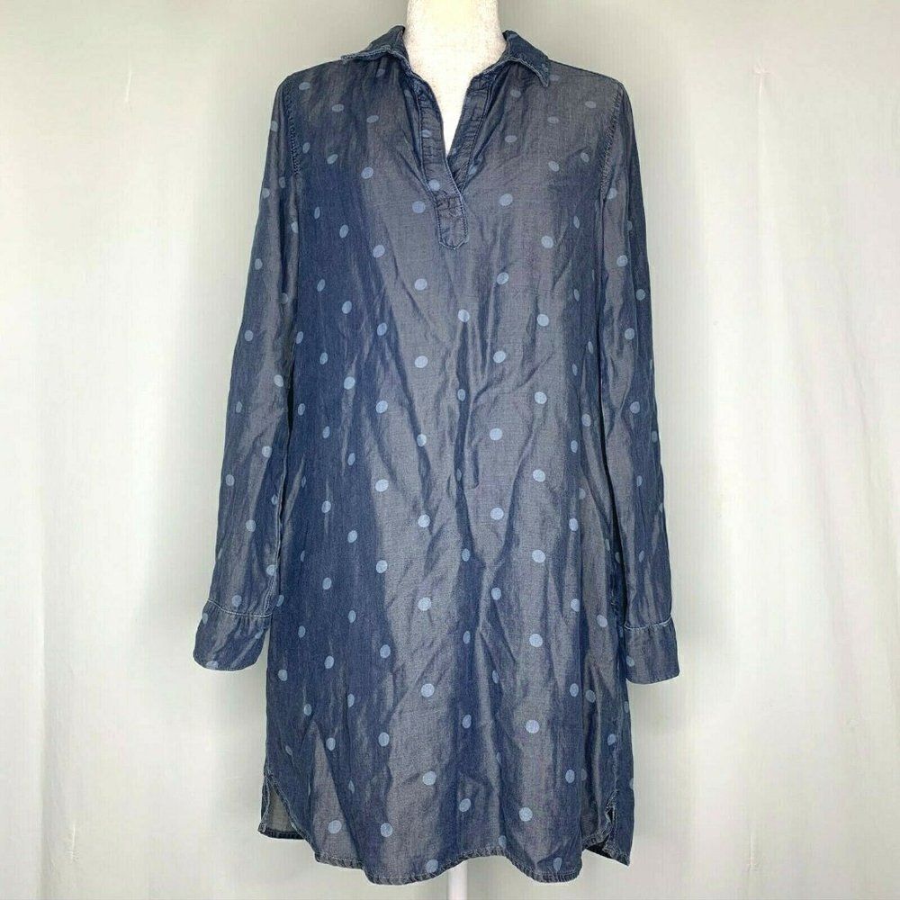 Cloth & Stone Chambray Dress S Polka Dot Pockets